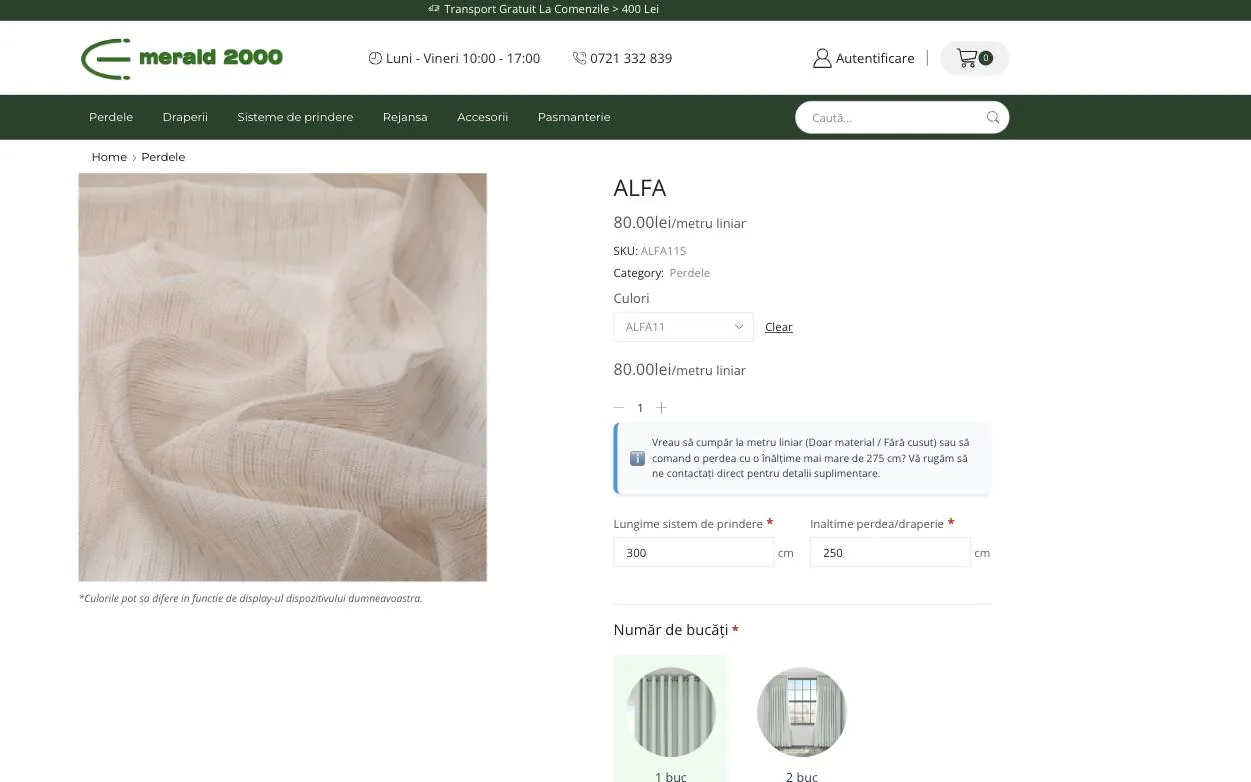 Configurateur de rideaux sur mesure · Plugin WordPress